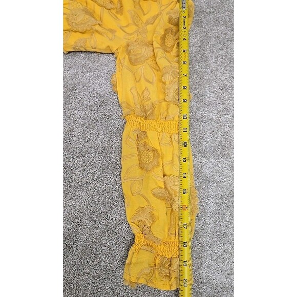 ROOLEE Floral Embroidered Long Sleeve Midi Dress Yellow Women’s Size S READ - Picture 13 of 13